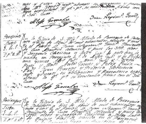 Antonio Gutierrez Baptismal Document 1831