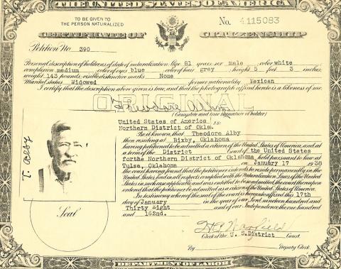 Teodoro Alba de Gonzales Certificate of Citizenship